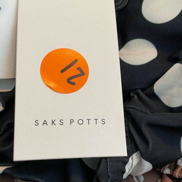 Saks Potts Sophie Cropped Polka Dot Blouse Black White Brown Long Sleeve XS - Picture 9 of 9